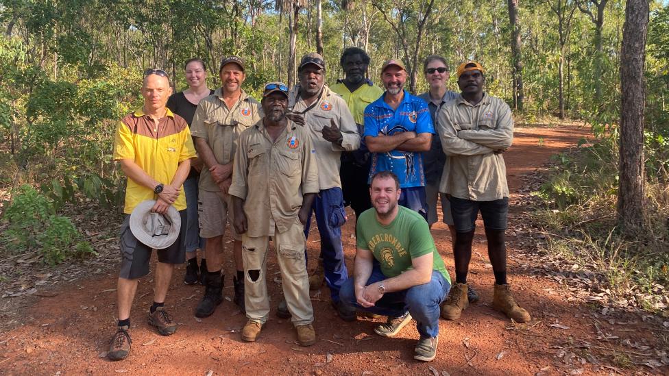 A group of scientists, rangers and Traditional Owners standing together for a photo in the Kimberley region.