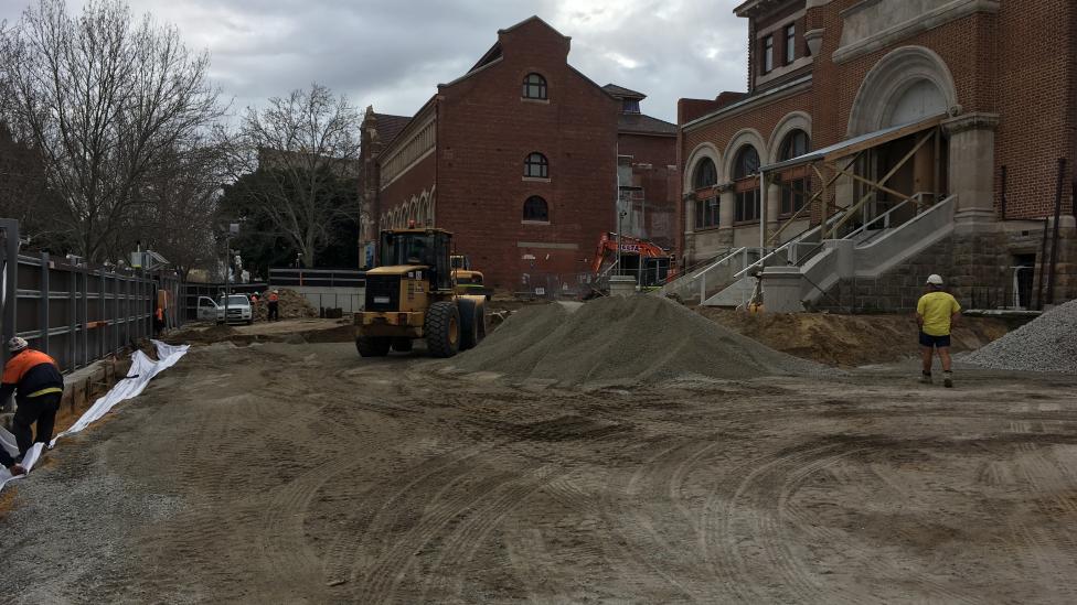 The area facing James Street is levelled ready for major construction 